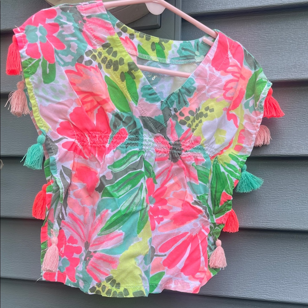 Cat & Jack Floral Short Sleeve Tee - Pink, Green, Yellow